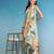 Beige printed silk blend ethnic saree with blouse piece