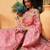 Pink printed silk cotton ethnic saree with blouse piece