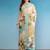 Beige printed silk blend ethnic saree with blouse piece