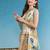 Beige printed silk blend ethnic saree with blouse piece