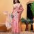Pink printed silk cotton ethnic saree with blouse piece
