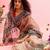 Beige printed cotton blend ethnic saree with blouse piece