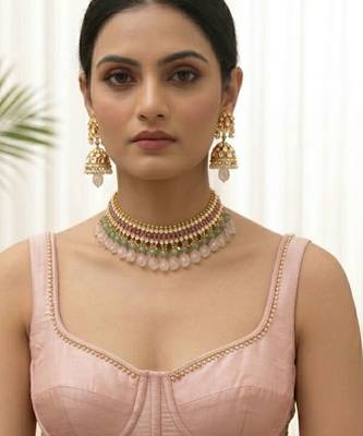 The emerald ruby kundan necklace set 1