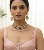 The emerald ruby kundan necklace set