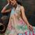 Blue printed cotton blend ethnic saree with blouse piece