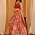 Red printed art silk ethnic saree with blouse piece