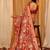 Red printed art silk ethnic saree with blouse piece