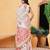 Off white printed pure cotton ethnic saree with blouse piece