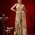 Beige printed silk blend ethnic saree with blouse piece