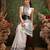 White printed cotton blend ethnic saree with blouse piece