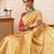 Beige woven tissue party wear saree with blouse piece
