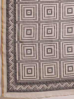 White printed cotton blend ethnic saree with blouse piece 5
