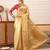 Beige woven tissue party wear saree with blouse piece