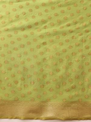 Green woven tissue party wear saree with blouse piece 5