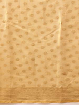 Beige woven tissue party wear saree with blouse piece 5