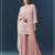 Peach chiffon semi stitched suit with embroidery thread & khatli work