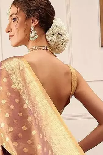 Purple woven tissue party wear saree with blouse piece
