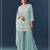 Blue chiffon semi stitched suit with embroidery thread & khatli work