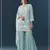 Blue chiffon semi stitched suit with embroidery thread & khatli work