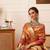 Peach woven tissue party wear saree with blouse piece