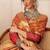 Peach woven tissue party wear saree with blouse piece