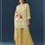 Yellow chiffon semi stitched suit with embroidery thread & khatli work