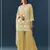 Yellow chiffon semi stitched suit with embroidery thread & khatli work
