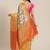 White printed art silk ethnic saree with blouse piece