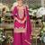Rani pink chinon semi stitched suit with embroidery coding & sequence work
