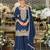 Teal chinon semi stitched suit with embroidery coding & sequence work