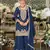 Teal chinon semi stitched suit with embroidery coding & sequence work