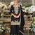 Black chinon semi stitched suit with embroidery coding & sequence work