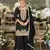 Black chinon semi stitched suit with embroidery coding & sequence work