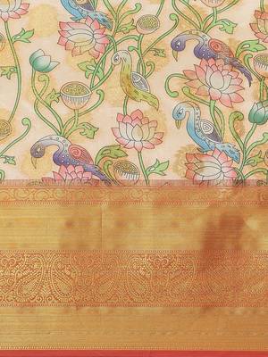 White woven art silk traditional saree with blouse piece 3