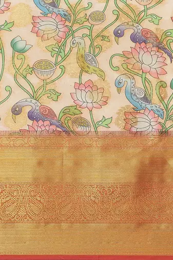 White woven art silk traditional saree with blouse piece