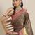 Navy blue floral zari brocade traditional saree with blouse piece