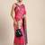 Pink woven cotton blend traditional saree with blouse piece