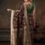 Brown woven pure cotton ethnic saree with blouse piece