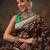 Brown woven pure cotton ethnic saree with blouse piece