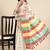 Off white woven pure cotton ethnic saree with blouse piece
