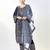 Navy georgette semi stitched suit with embroidery coding & sequence work