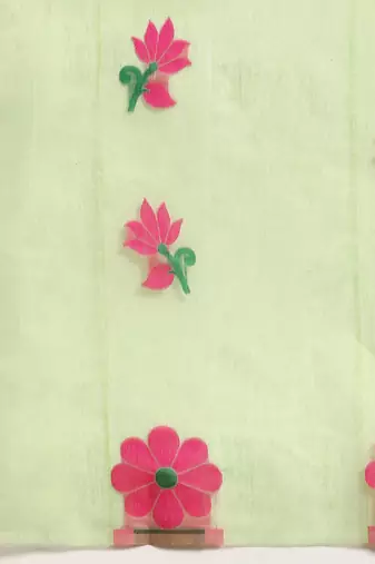 Green woven pure cotton ethnic saree with blouse piece