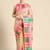 Pink woven pure cotton ethnic saree with blouse piece