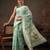Teal woven pure cotton ethnic saree with blouse piece