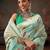 Teal woven pure cotton ethnic saree with blouse piece