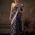 Navy blue woven pure cotton ethnic saree with blouse piece