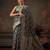 Black woven pure cotton ethnic saree with blouse piece