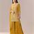 Yellow georgette semi stitched suit with embroidery beads & sequence work