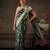 Green woven pure cotton ethnic saree with blouse piece