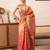Pink woven tissue party wear saree with blouse piece